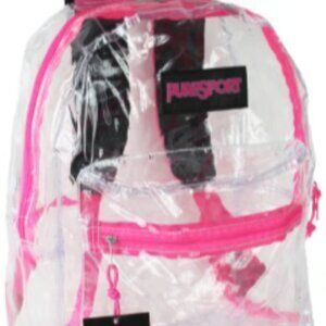 Clear Backpack Pink 17" w/ Front Zipper Pocket